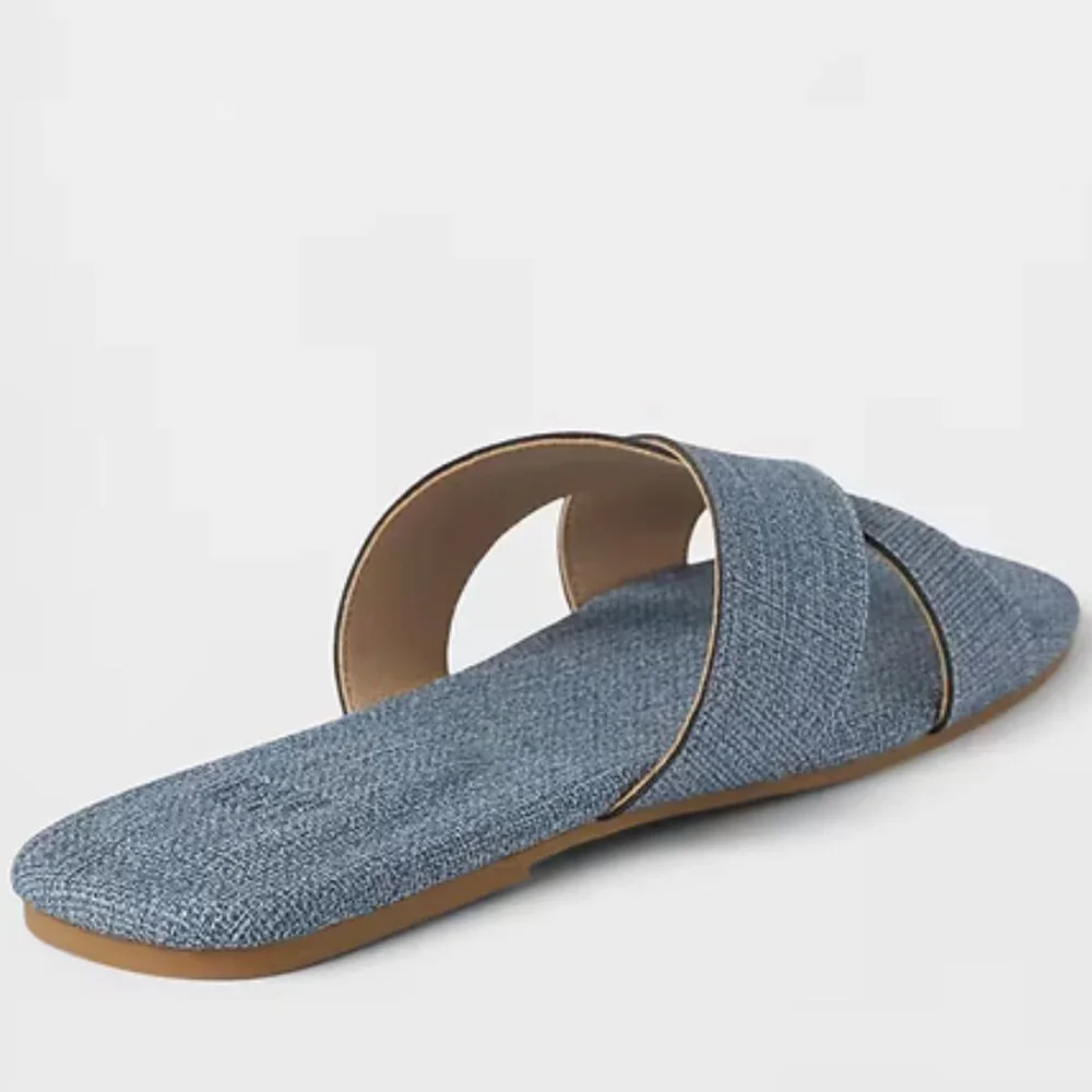 GAP Brushed Denim Blue Criss-Cross Sandals/NWT/9 - Picture 4 of 12